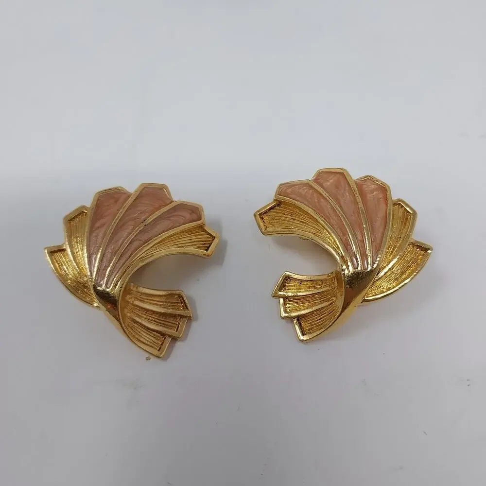 Vintage Clip On Earrings Lot 3 Pairs Enamel and Acrylic incl 1 Signed Richelieu